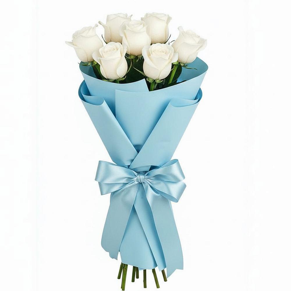 Букет 7 белых роз Проуд в Дмитрове