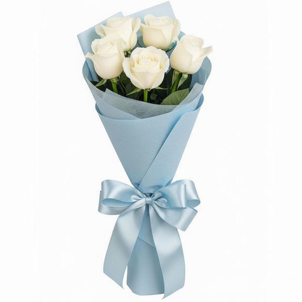 Букет 5 Белых роз Проуд в Дмитрове