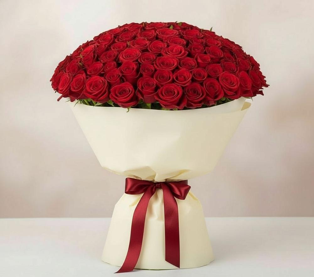 Букет 101 Красная роза Милано в Дмитрове