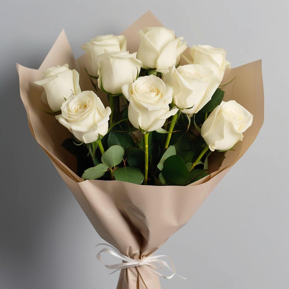 Букет 9 Белых роз Эдлесс Лав в Дмитрове