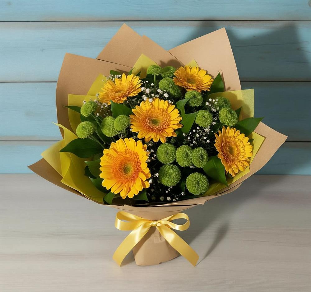 Букет цветов из: Герберы и Хризантемы в Дмитрове
