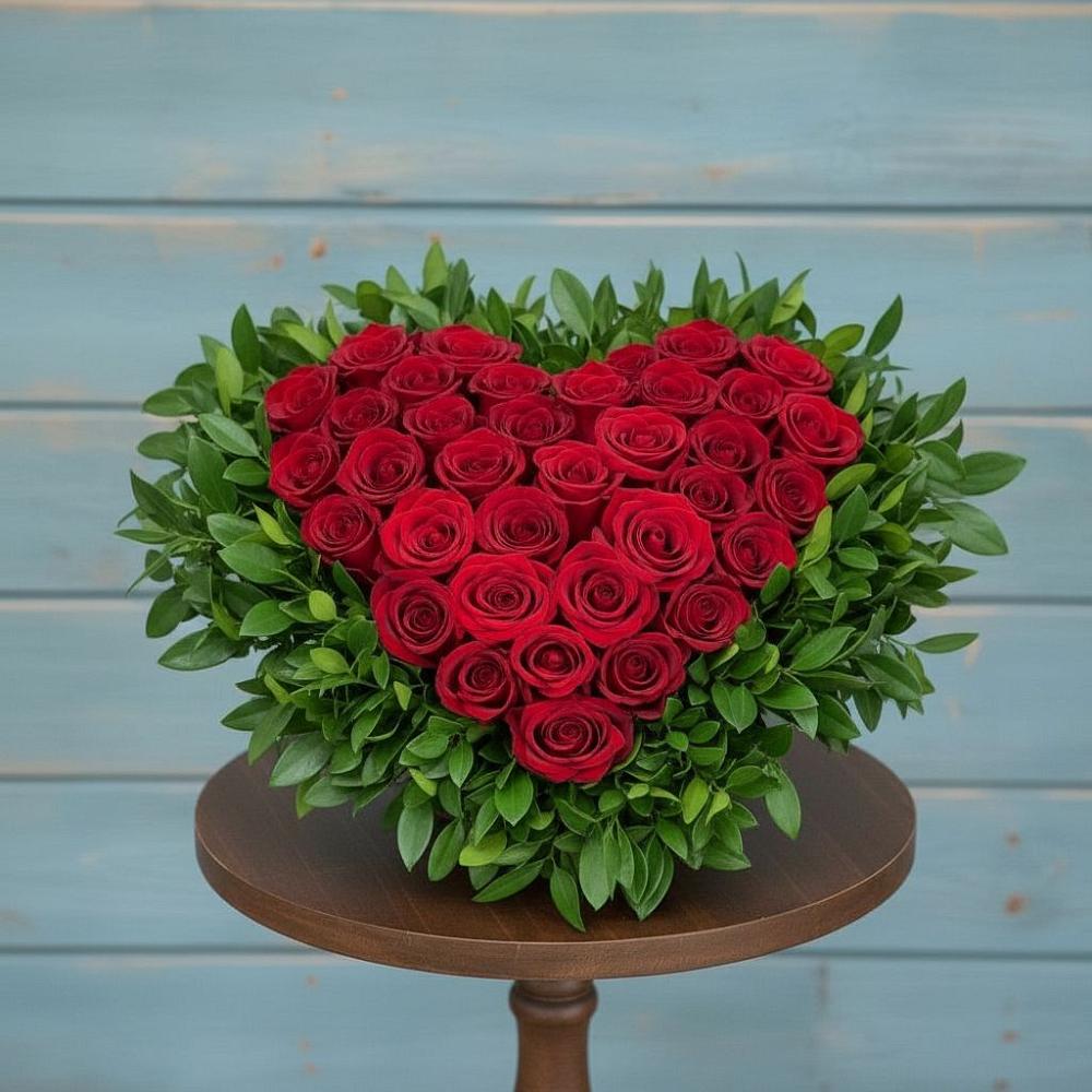 Цветочная композиция из Розы в виде сердца в Дмитрове