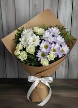 Букет цветов из:  Хризантемы и Розы в Дмитрове