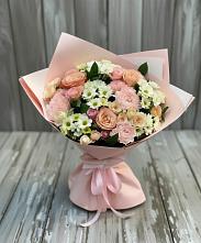 Букет цветов из:  Гвоздики, Розы и Хризантемы в Дмитрове