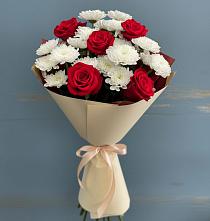 Букет цветов из:  Розы и Хризантемы в Дмитрове