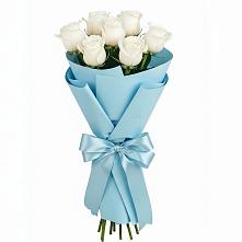 Букет 7 белых роз Проуд в Дмитрове