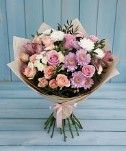 Букет цветов из:  Хризантемы, Розы и Альстромерии #REPLACE_PRED# Дмитрове