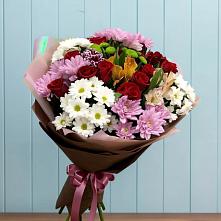 Букет цветов из:  Розы, Хризантемы и Альстромерии в Дмитрове