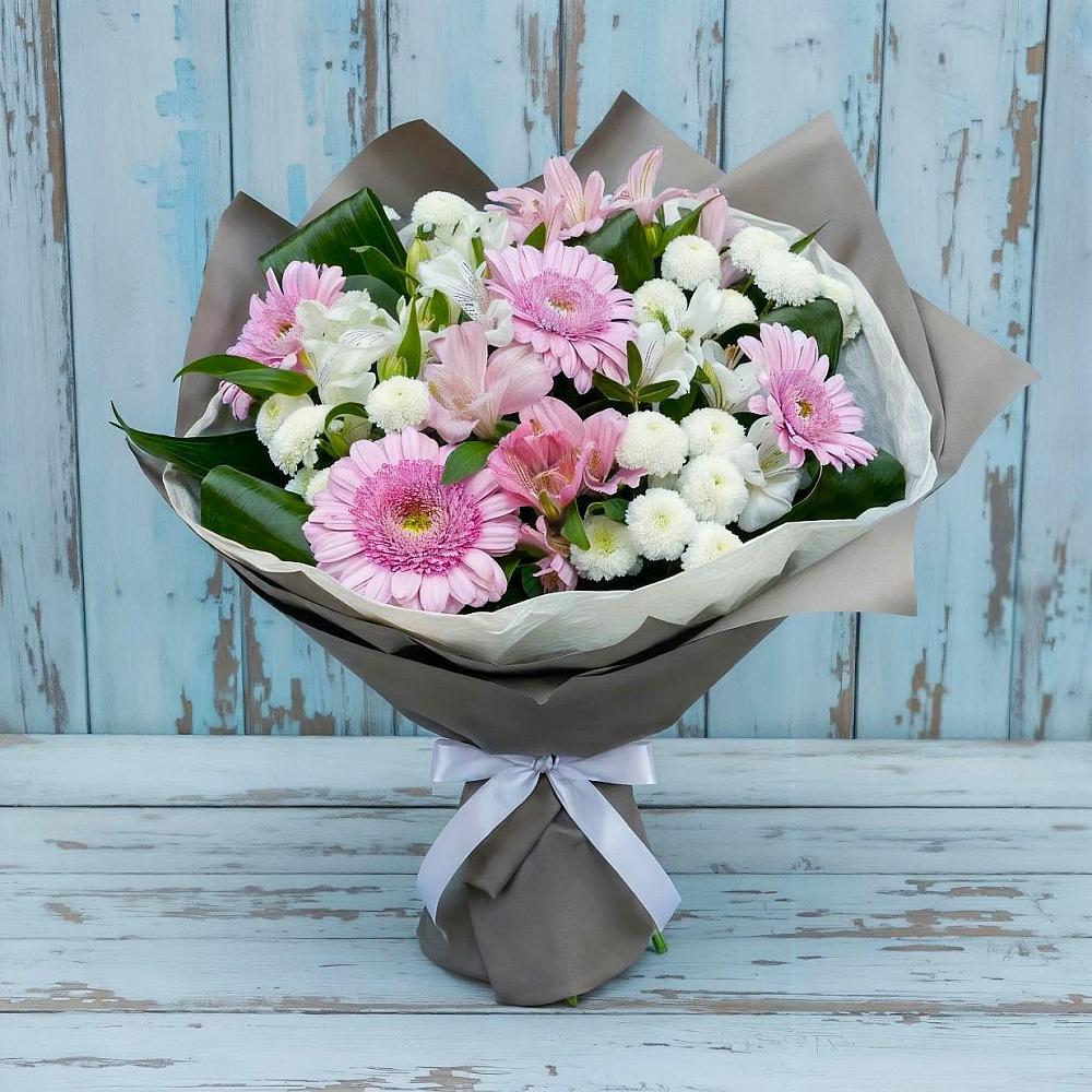 Букет цветов из: Герберы, Альстромерии и Хризантемы в Дмитрове