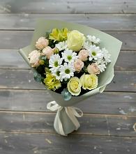 Букет цветов из:  Альстромерии, Розы и Хризантемы в Дмитрове